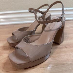 Journee Beige Block Heel Sandals